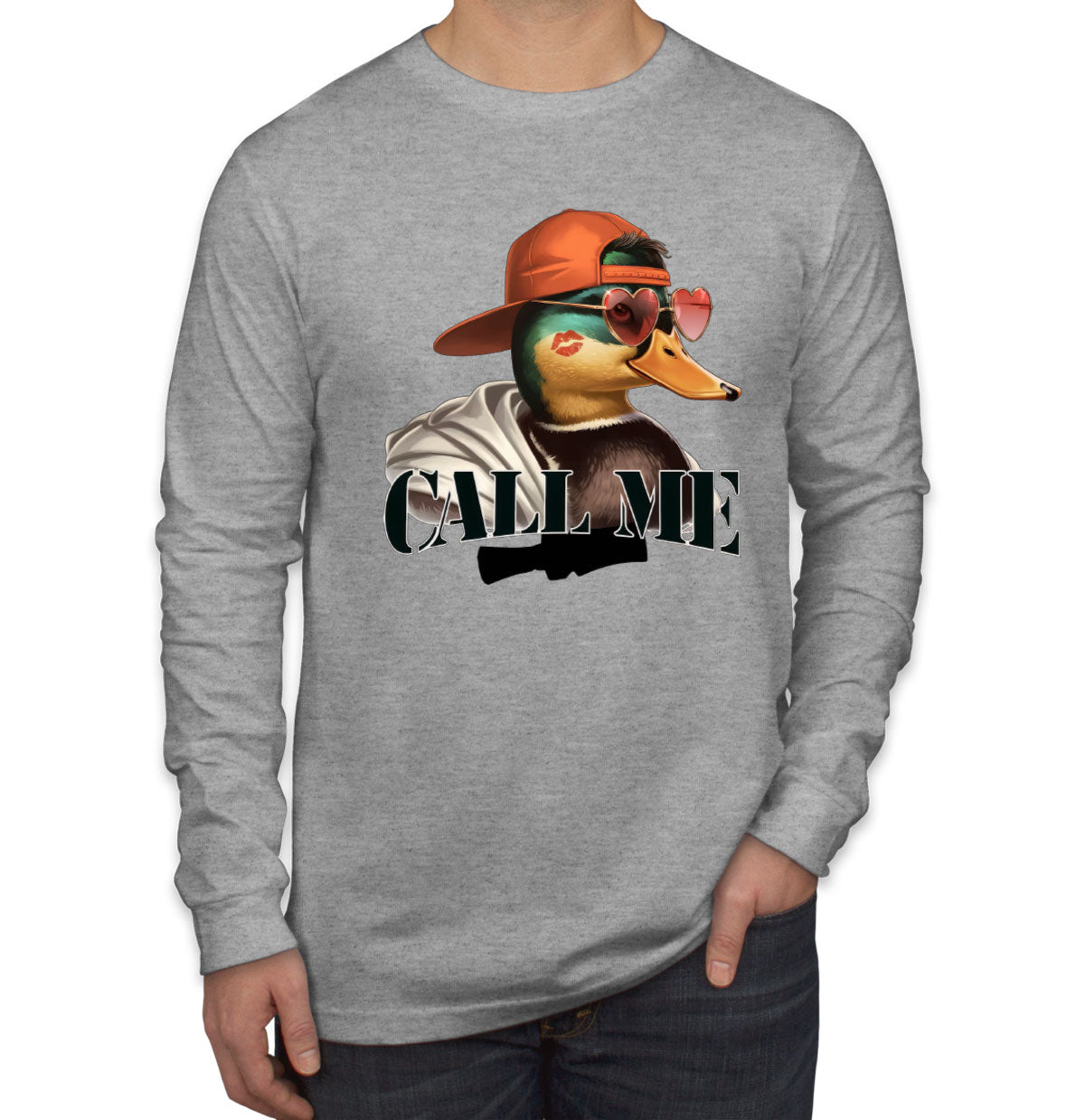 Duck Hunting Call Me Men's Long Sleeve Shirt