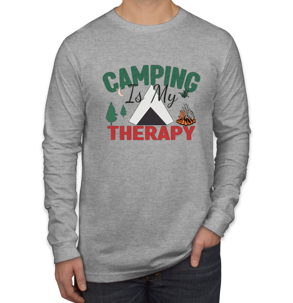 Camping Is My Therapy Men's Long Sleeve Shirt