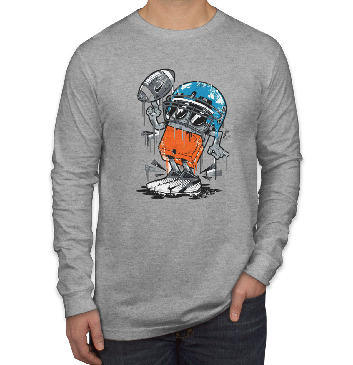 Monster Football Player Men's Long Sleeve Shirt