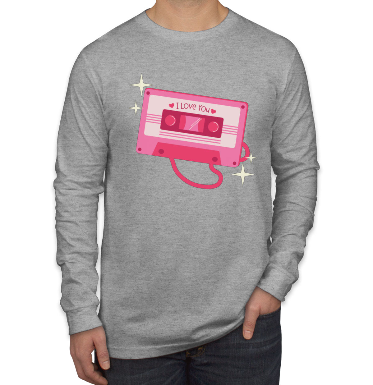 Casette Tape I Love You Valentine's Day Men's Long Sleeve Shirt