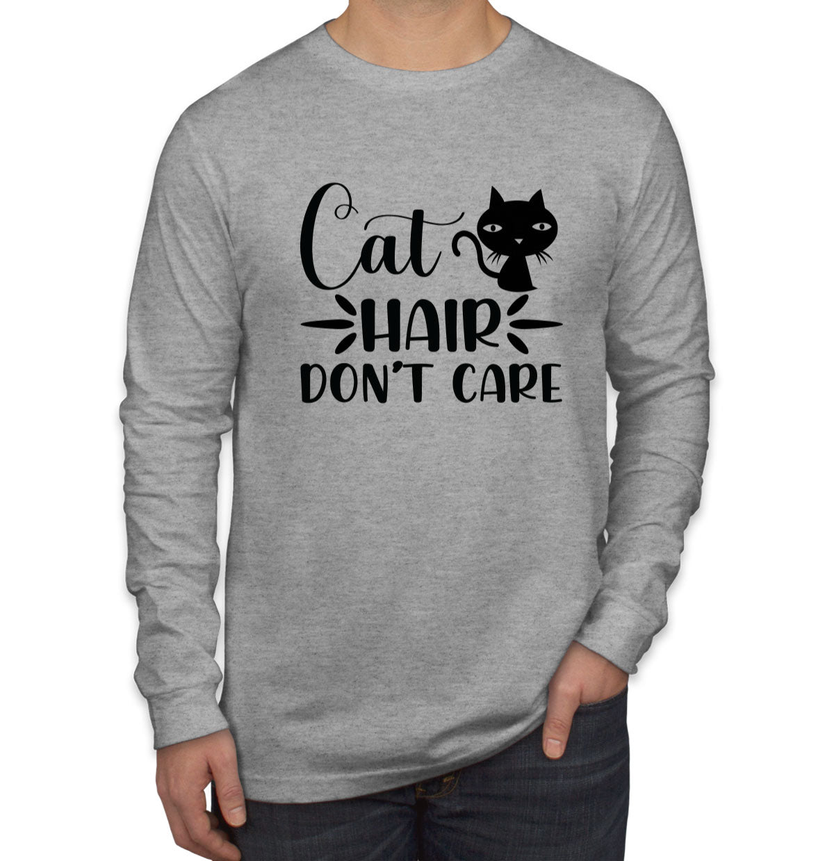 Cat Hair Don't Care Men's Long Sleeve Shirt