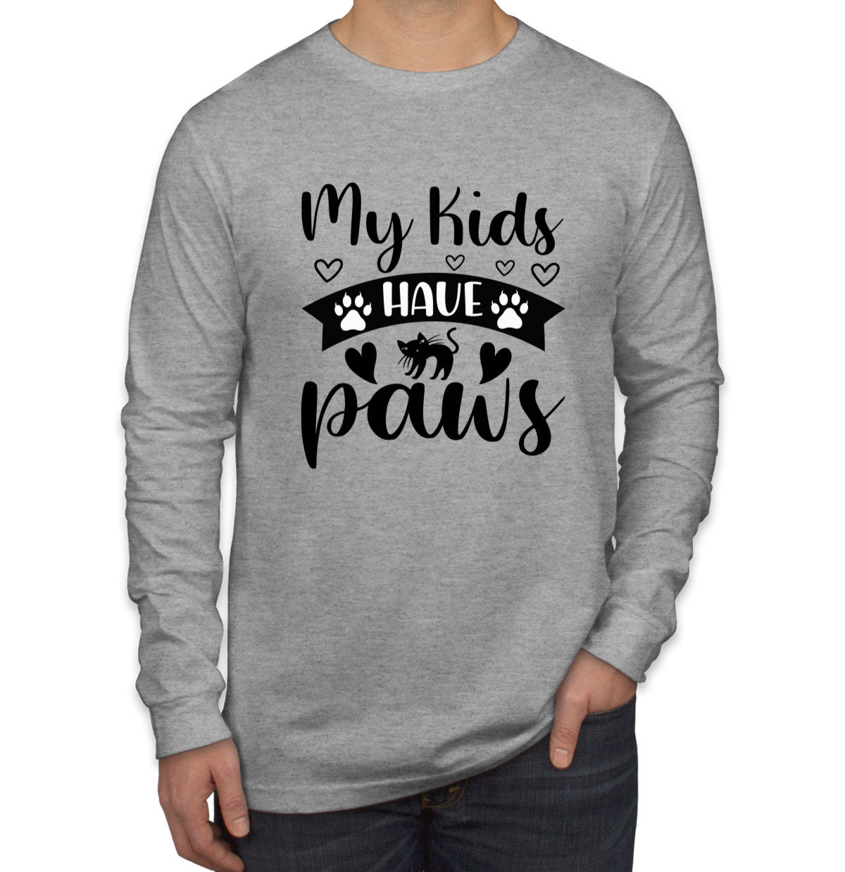 My Kids Have Paws Cat Men's Long Sleeve Shirt