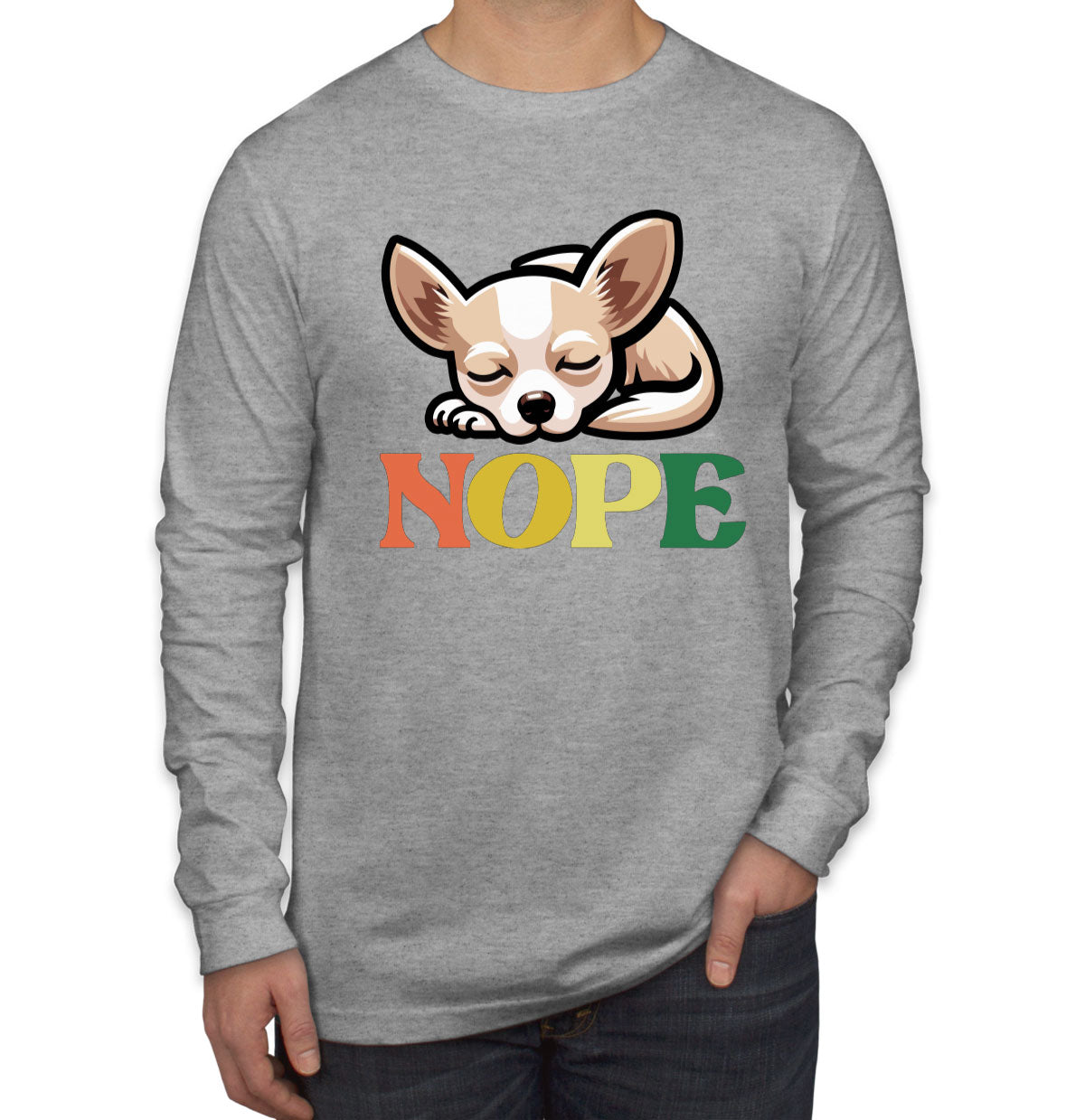 Nope Chihuahua Dog Men's Long Sleeve Shirt