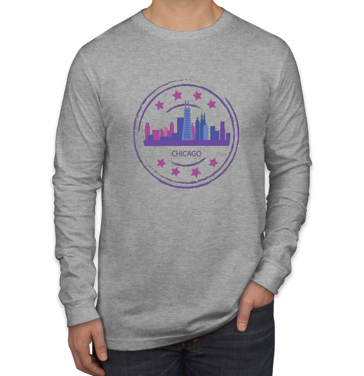 Chicago Stamp Men's Long Sleeve Shirt