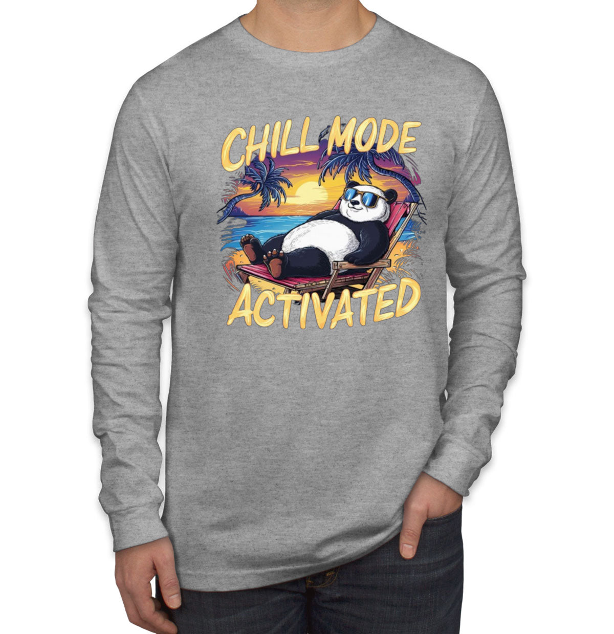 Chill Mode Activated Panda Men's Long Sleeve Shirt