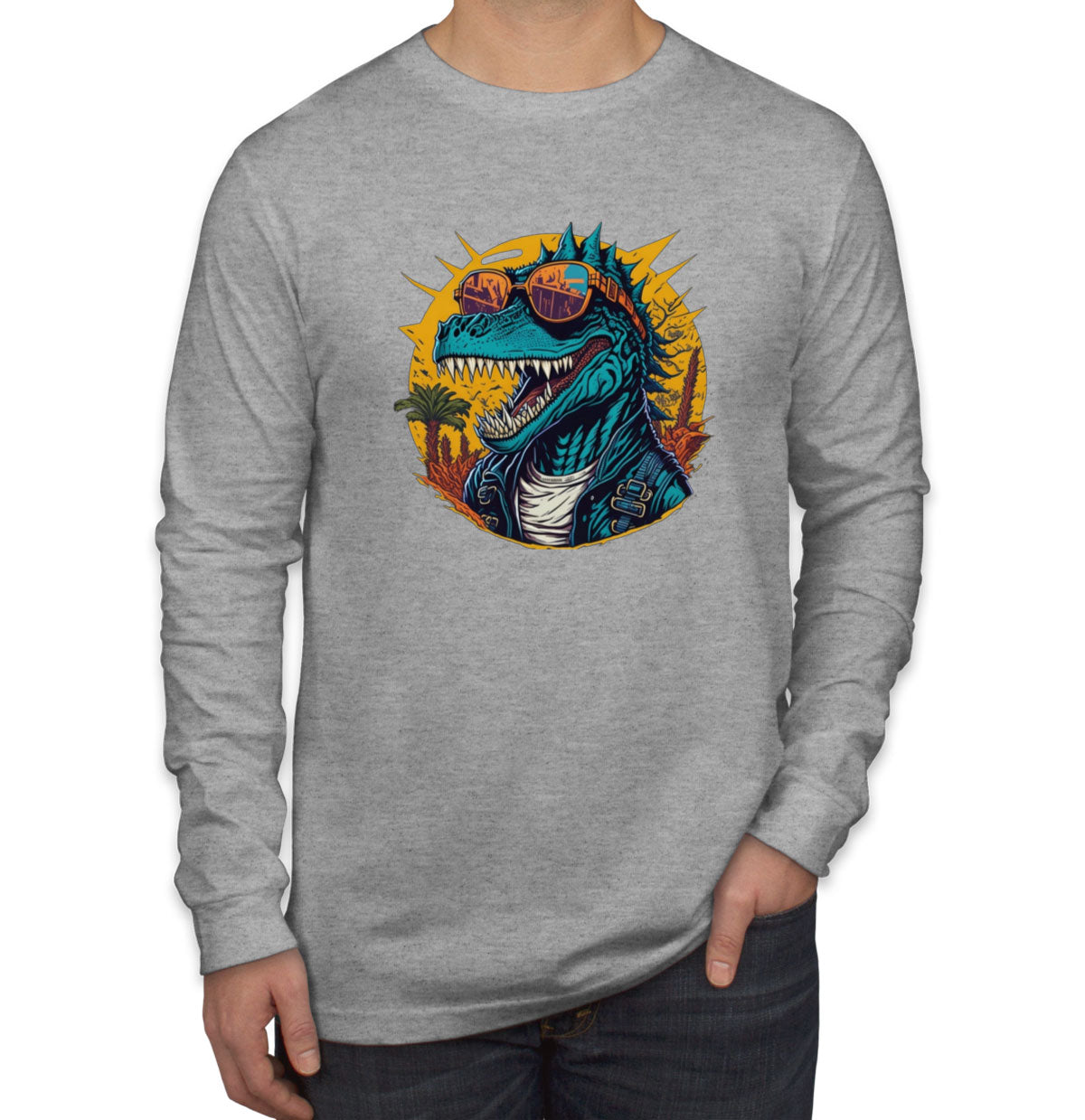 Cool Dinosaur Men's Long Sleeve Shirt