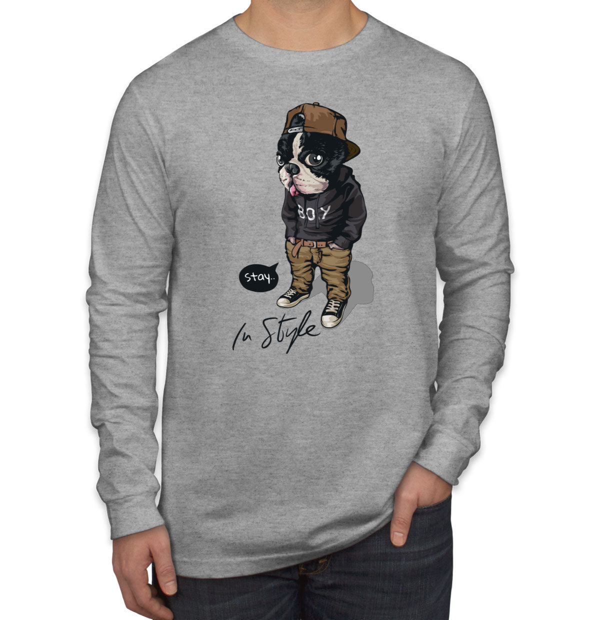 Cool Pug Boy Stay In Style Long Sleeve Shirt