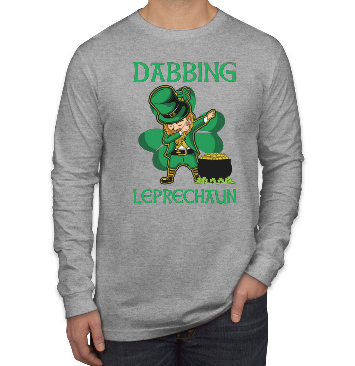 Dabbing Leprechaun St. Patrick's Day Men's Long Sleeve Shirt