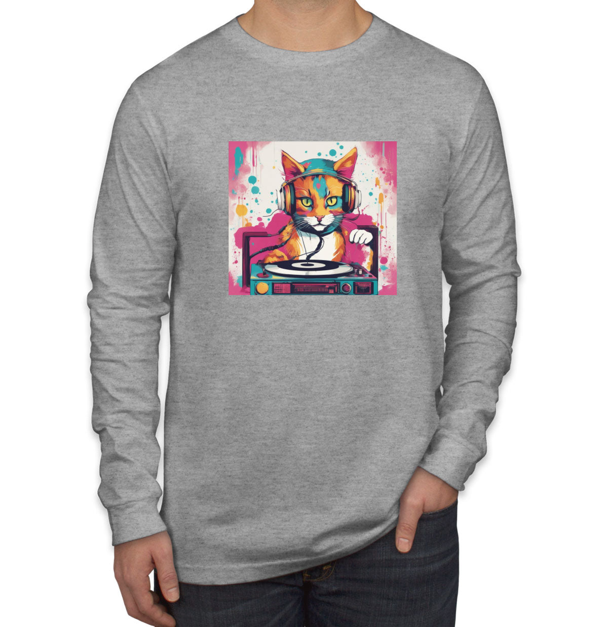 Dj Cat Men's Long Sleeve Shirt