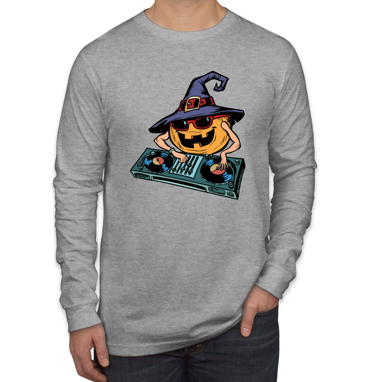 DJ Pumpkin Halloween Men's Long Sleeve Shirt