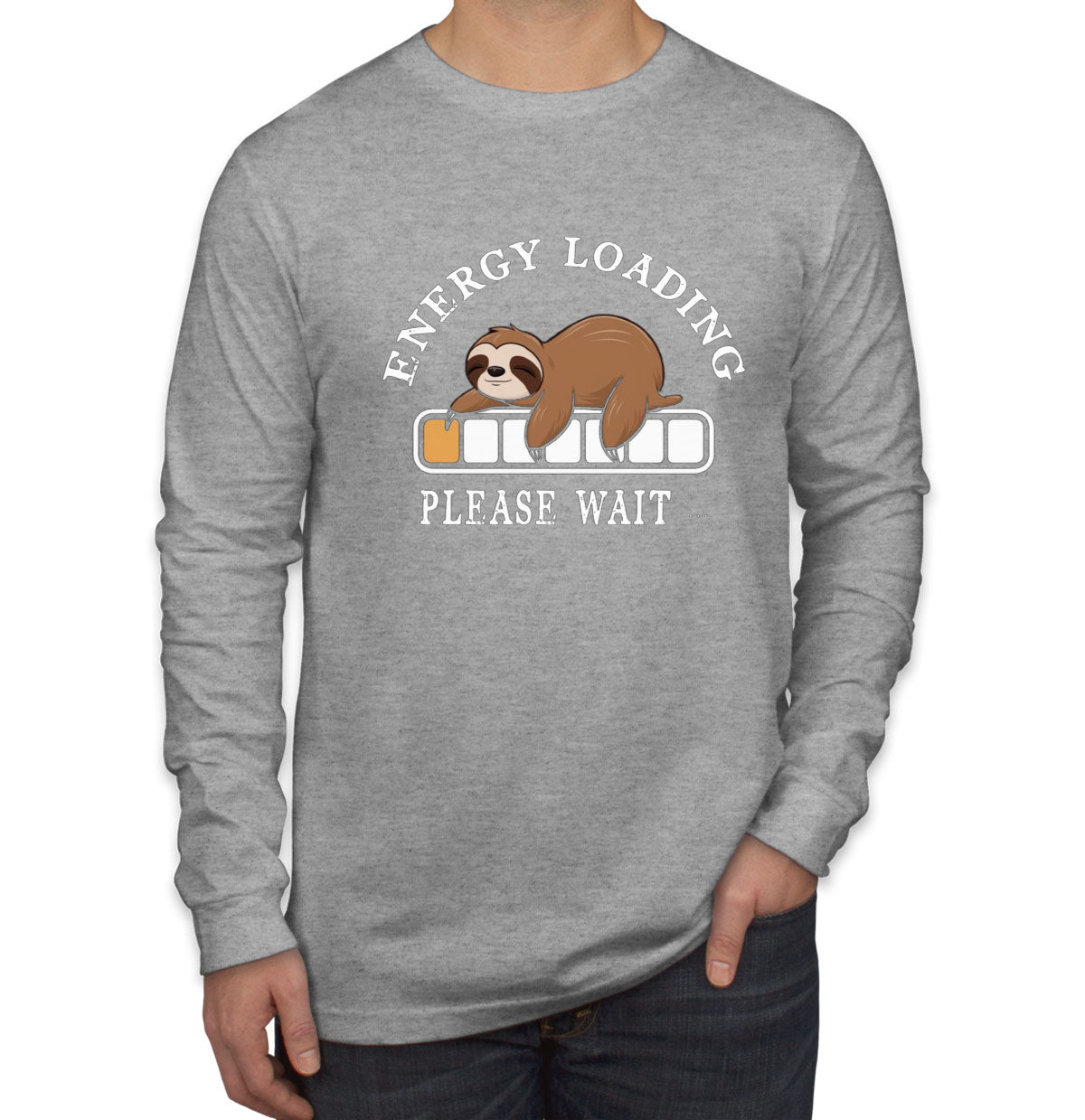 Energy Loading Please Wait Sloth Men's Long Sleeve Shirt