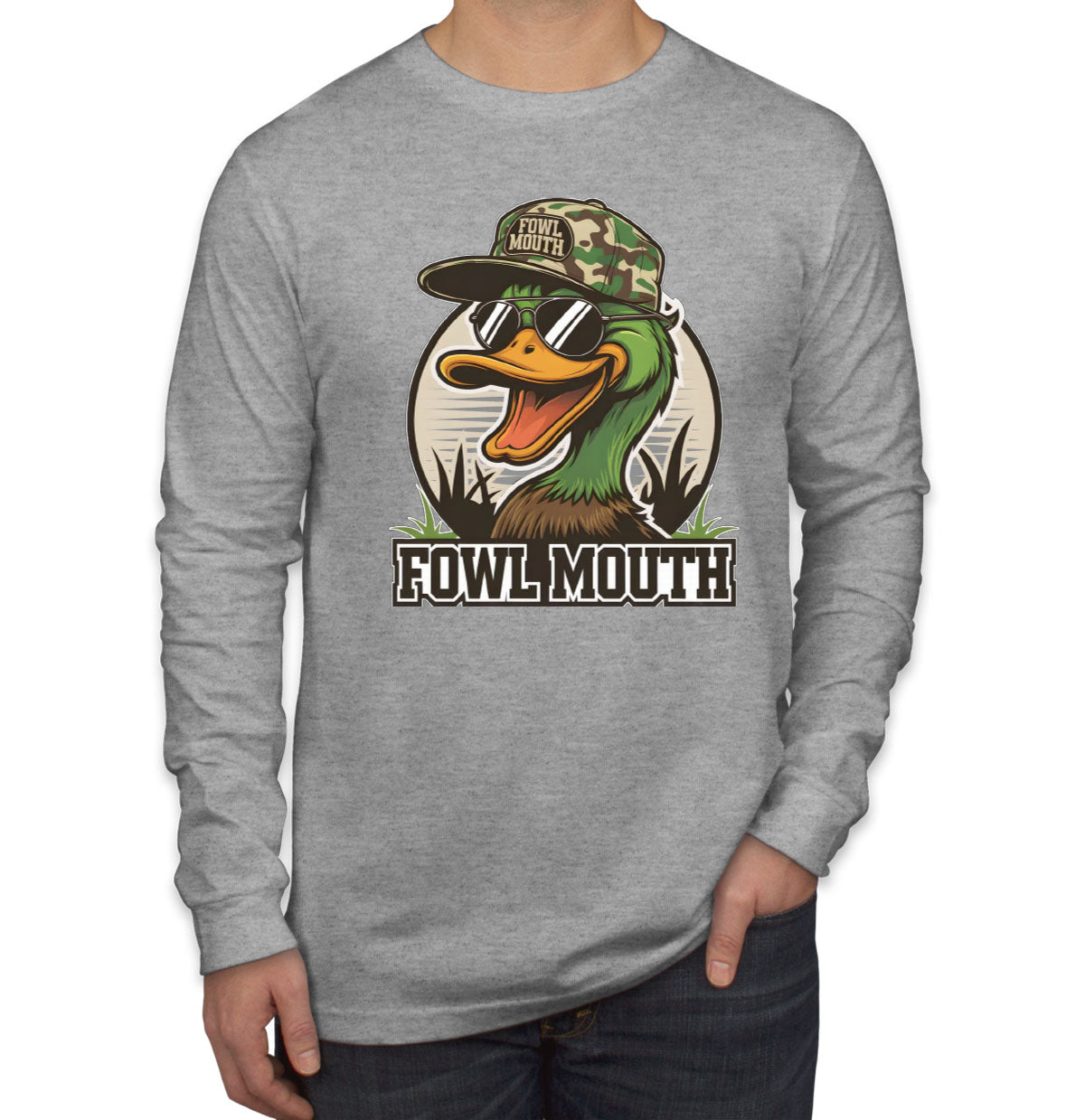 Fowl Mouth Duck Hunting Men's Long Sleeve Shirt