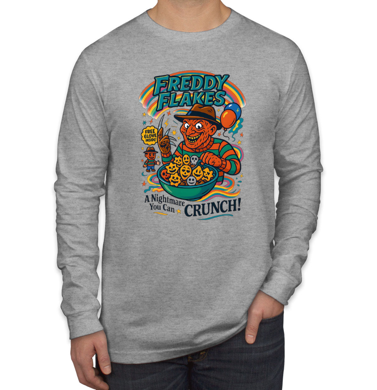 Freddy Flakes Halloween Men's Long Sleeve Shirt