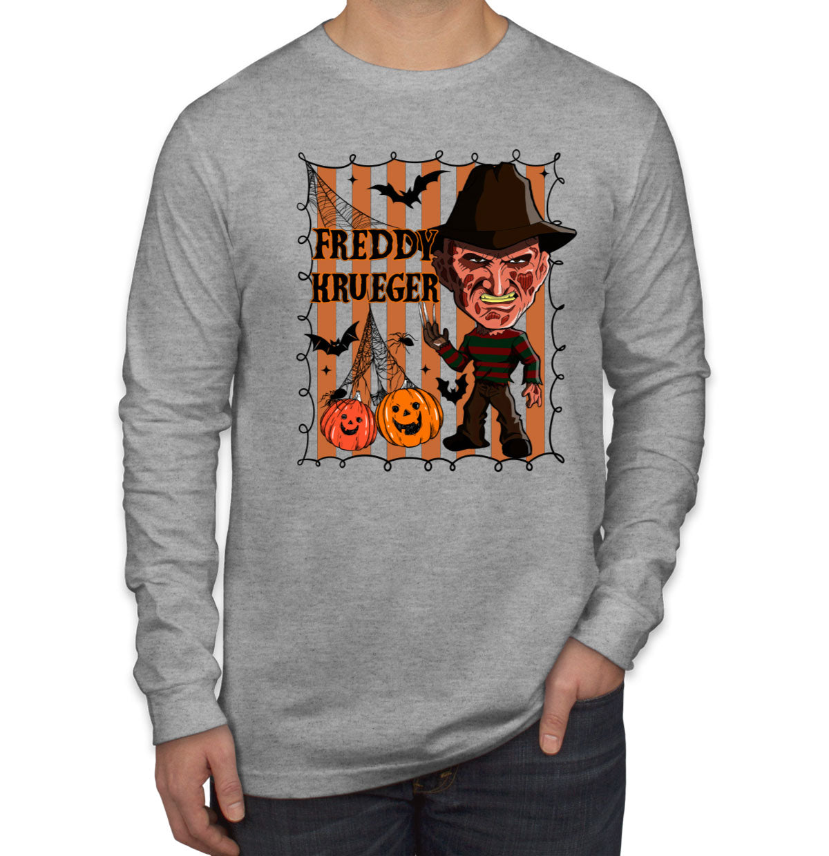Freddy Horror Movie Character Halloween Men's Long Sleeve Shirt