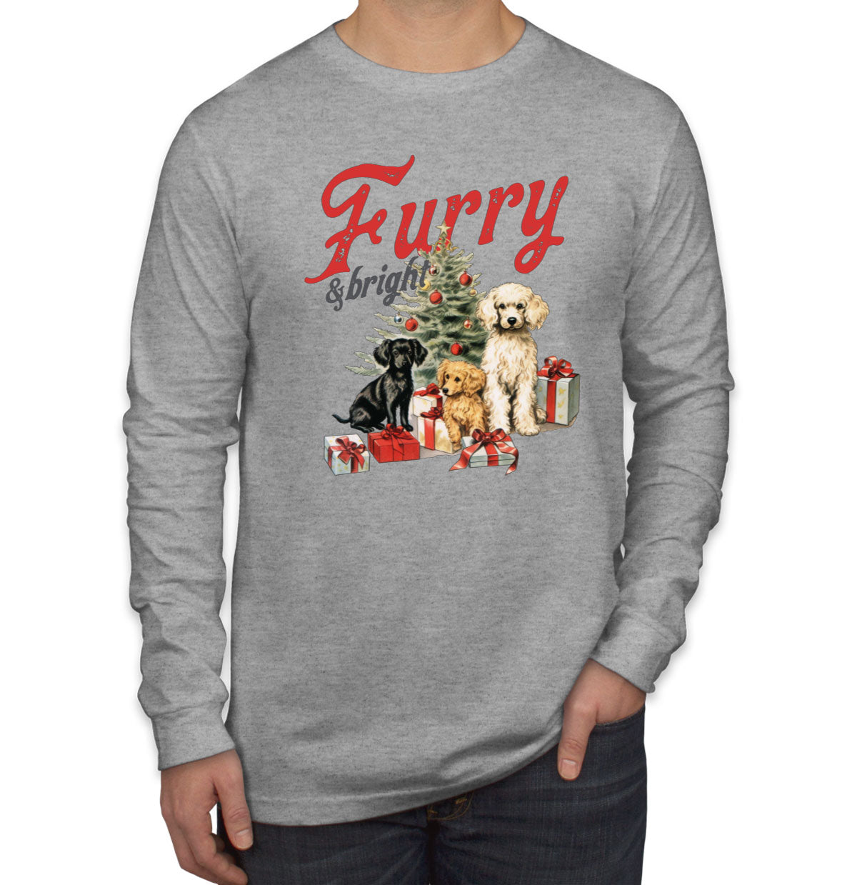 Furry And Bright Christmas Men's Long Sleeve Shirt