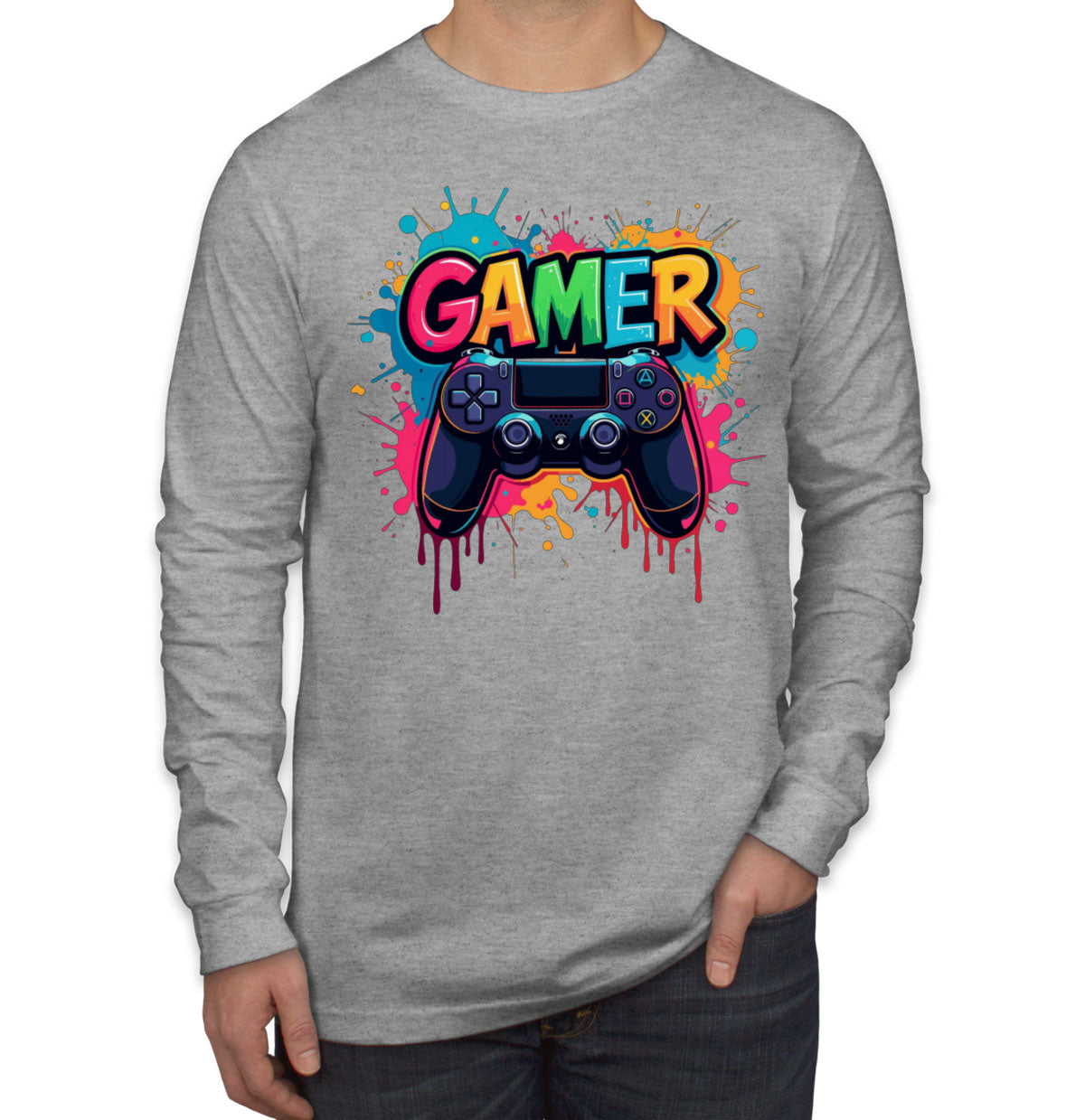 Gamer Gaming Console Men's Long Sleeve Shirt