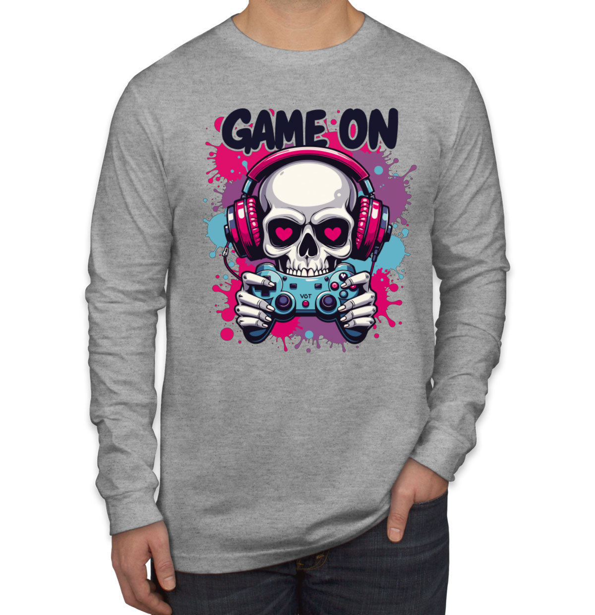 Game On Skull Men's Long Sleeve Shirt