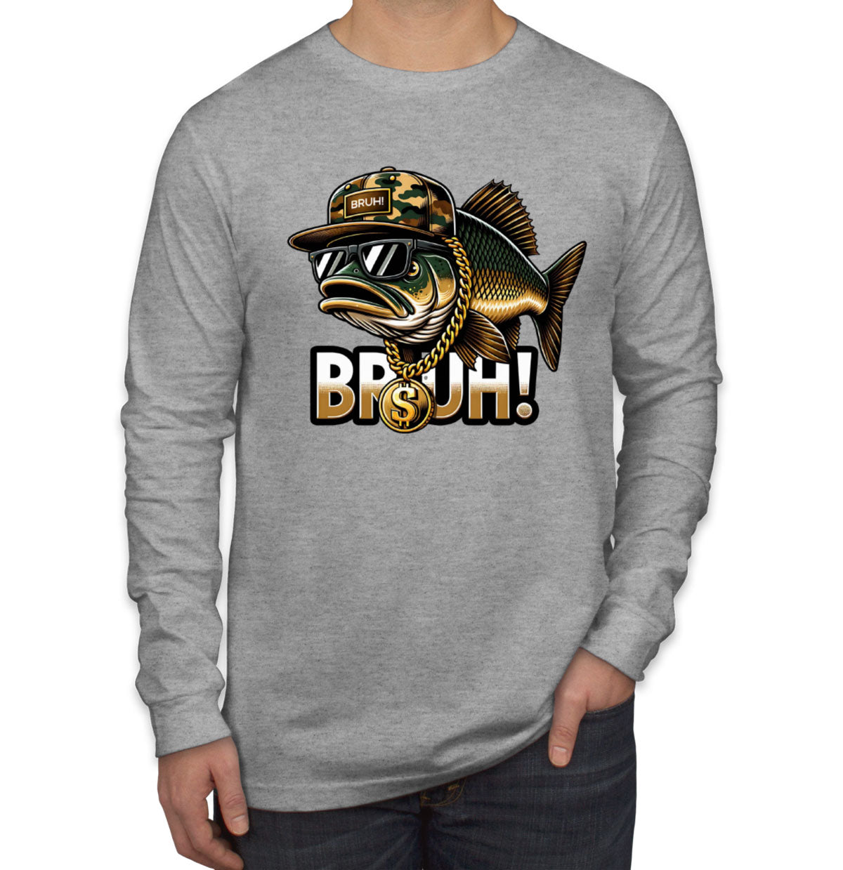 Funny Bass Fishing Men's Long Sleeve Shirt