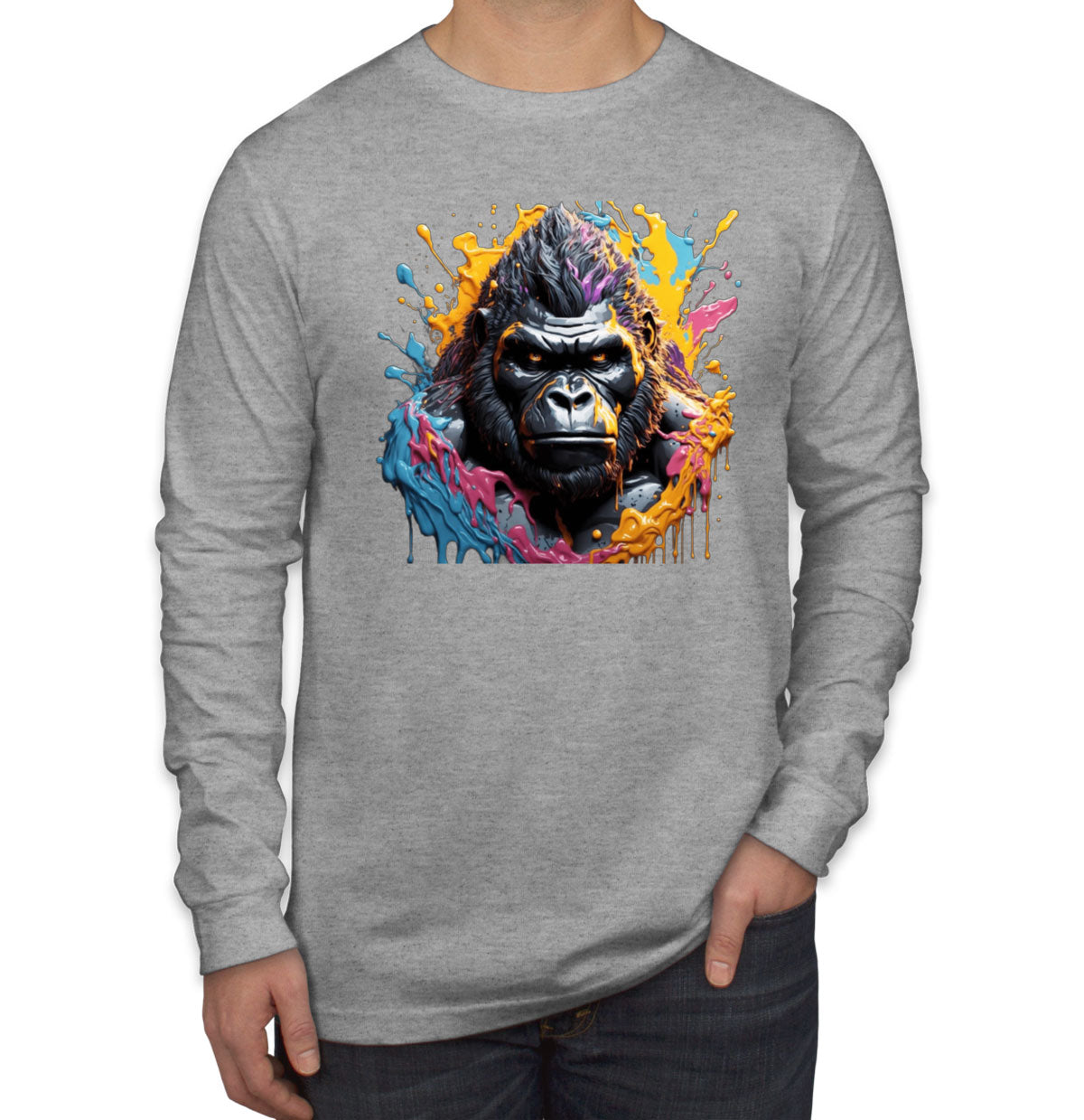 Colorful Gorilla Men's Long Sleeve Shirt