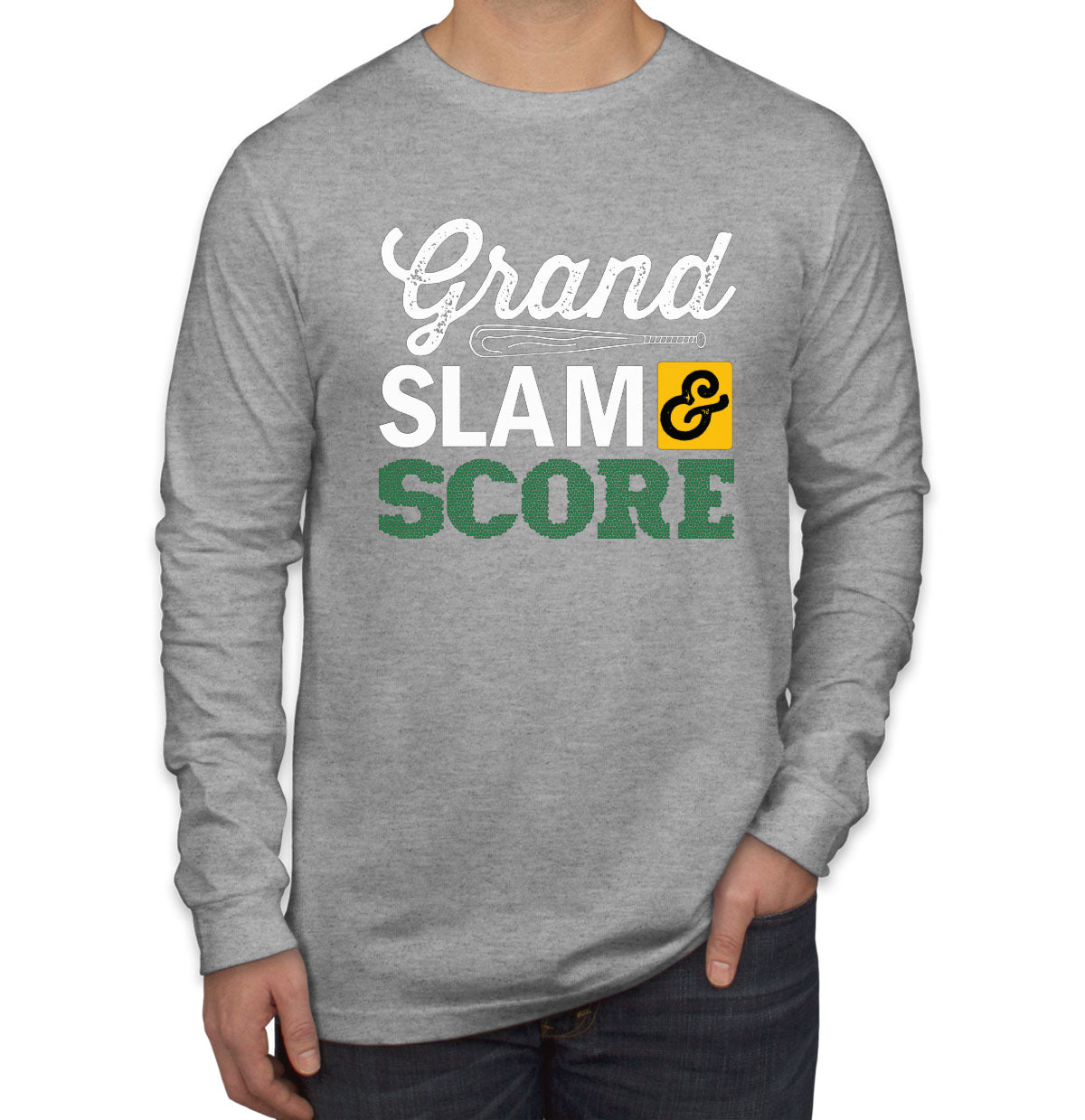 Grand Slam And Score Baseball Bat Men's Long Sleeve Shirt