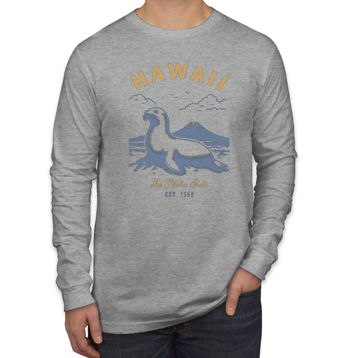 Hawaii State Vintage Men's Long Sleeve Shirt
