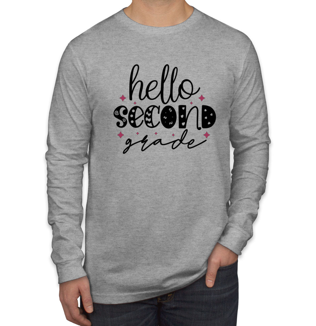 Hello Second Grade Teacher Men's Long Sleeve Shirt