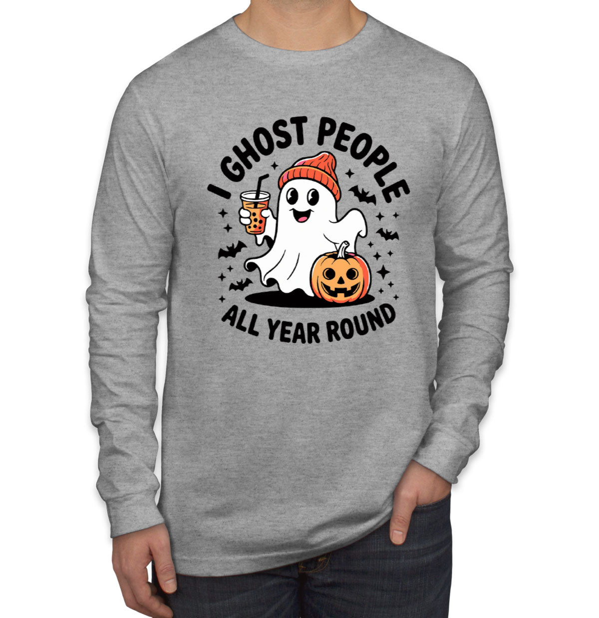 I Ghost People All Year Round Halloween Men's Long Sleeve Shirt