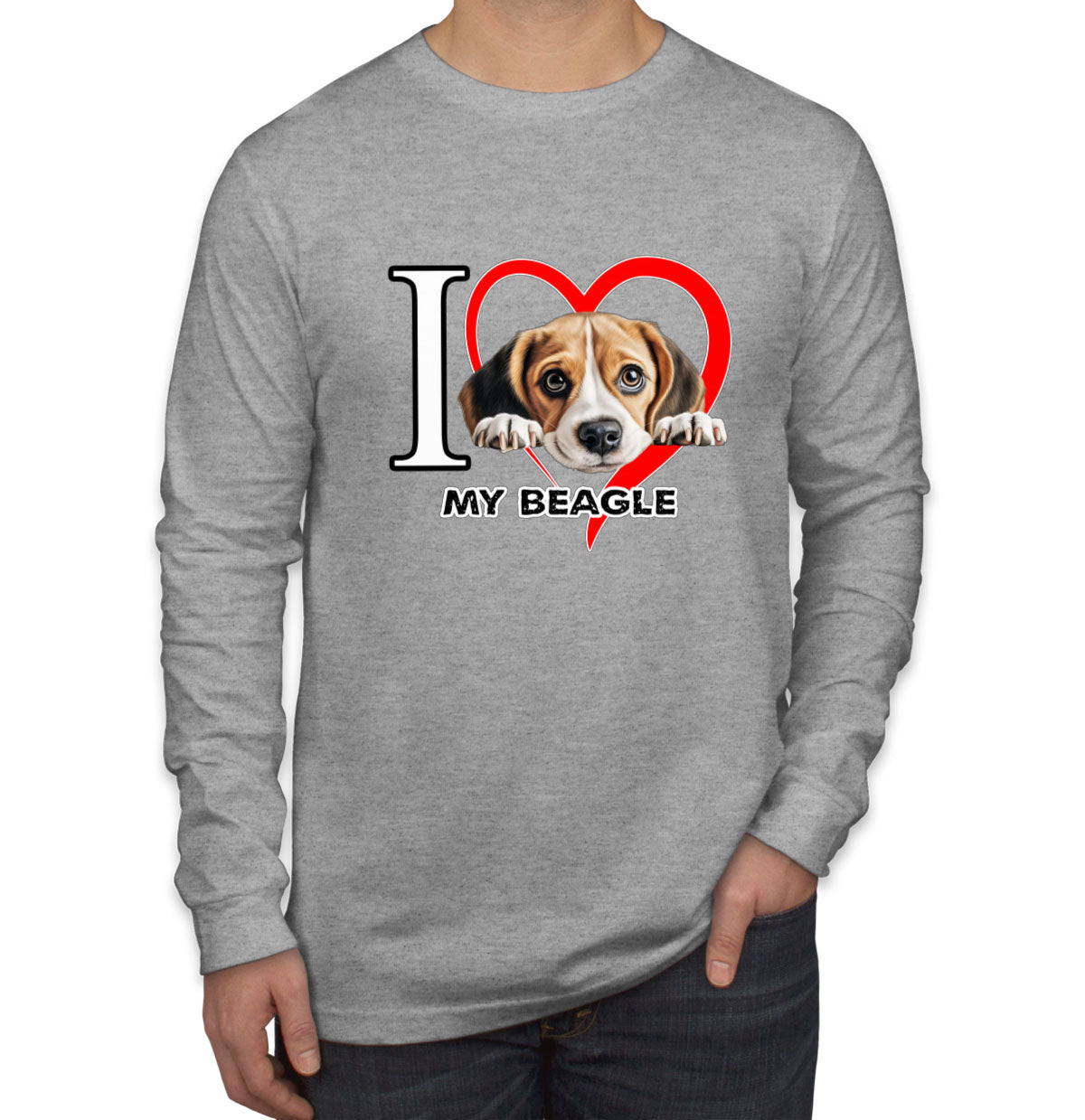 I Love My Beagle Dog Men's Long Sleeve Shirt