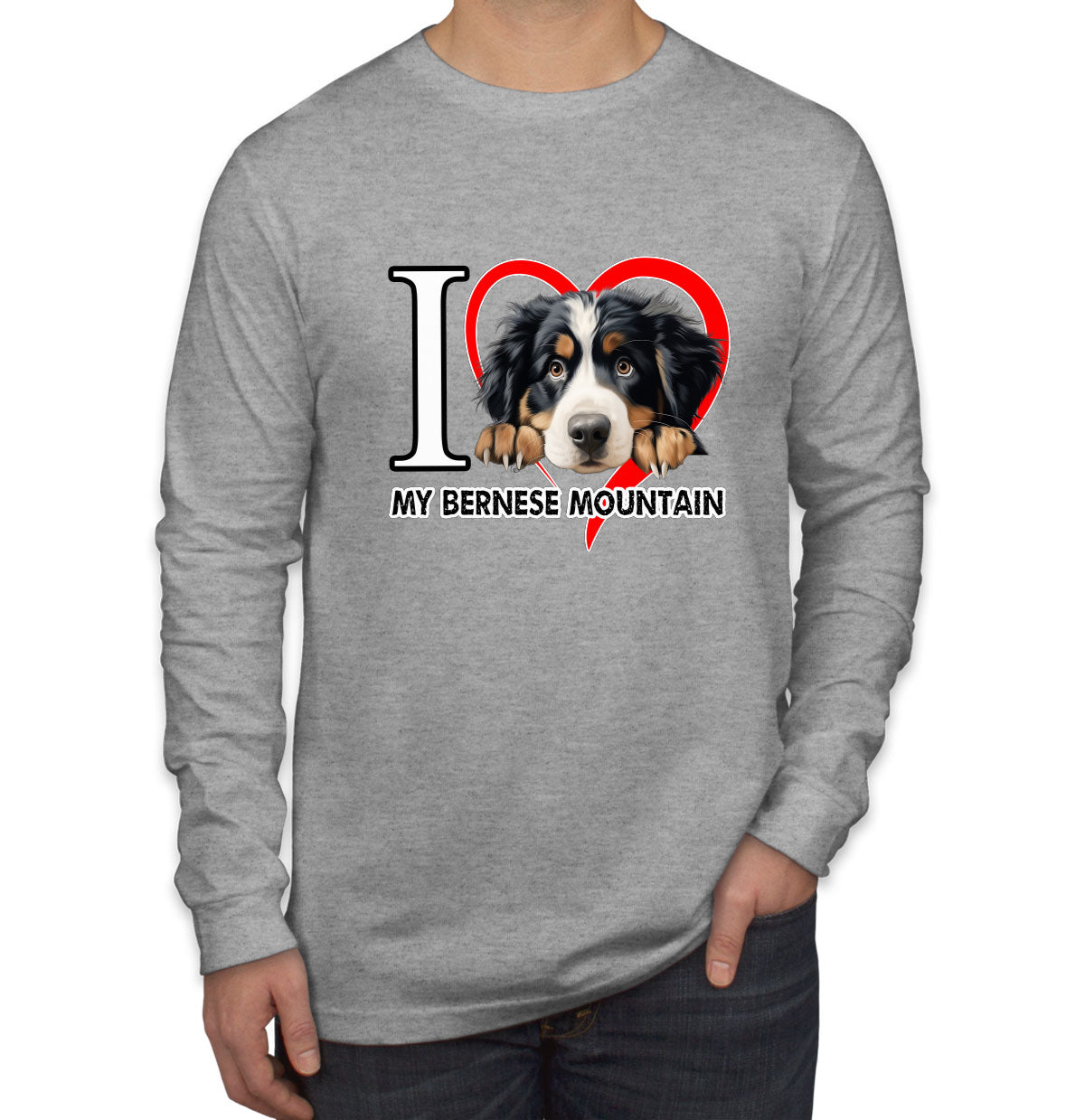 I Love My Bernese Mountain Dog Men's Long Sleeve Shirt