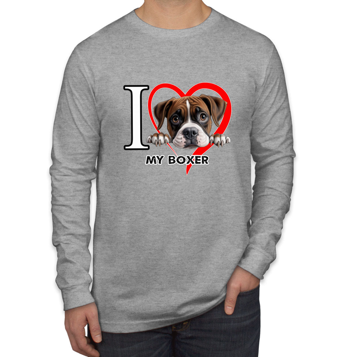 I Love My Boxer Dog Men's Long Sleeve Shirt