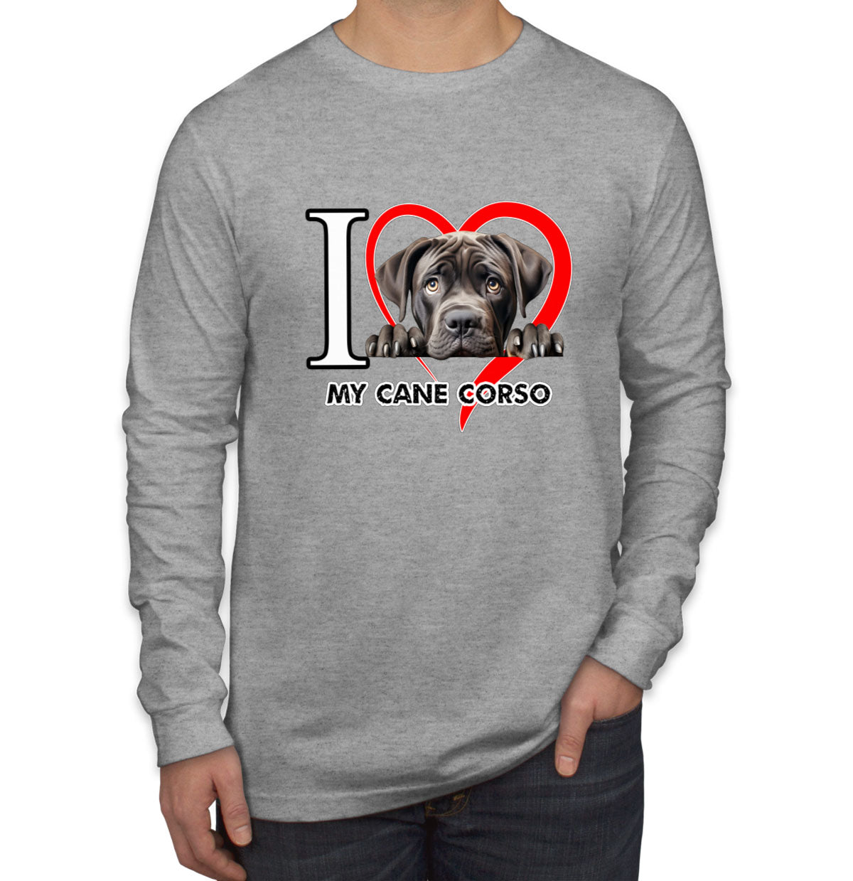 I Love My Cane Corso Dog Men's Long Sleeve Shirt