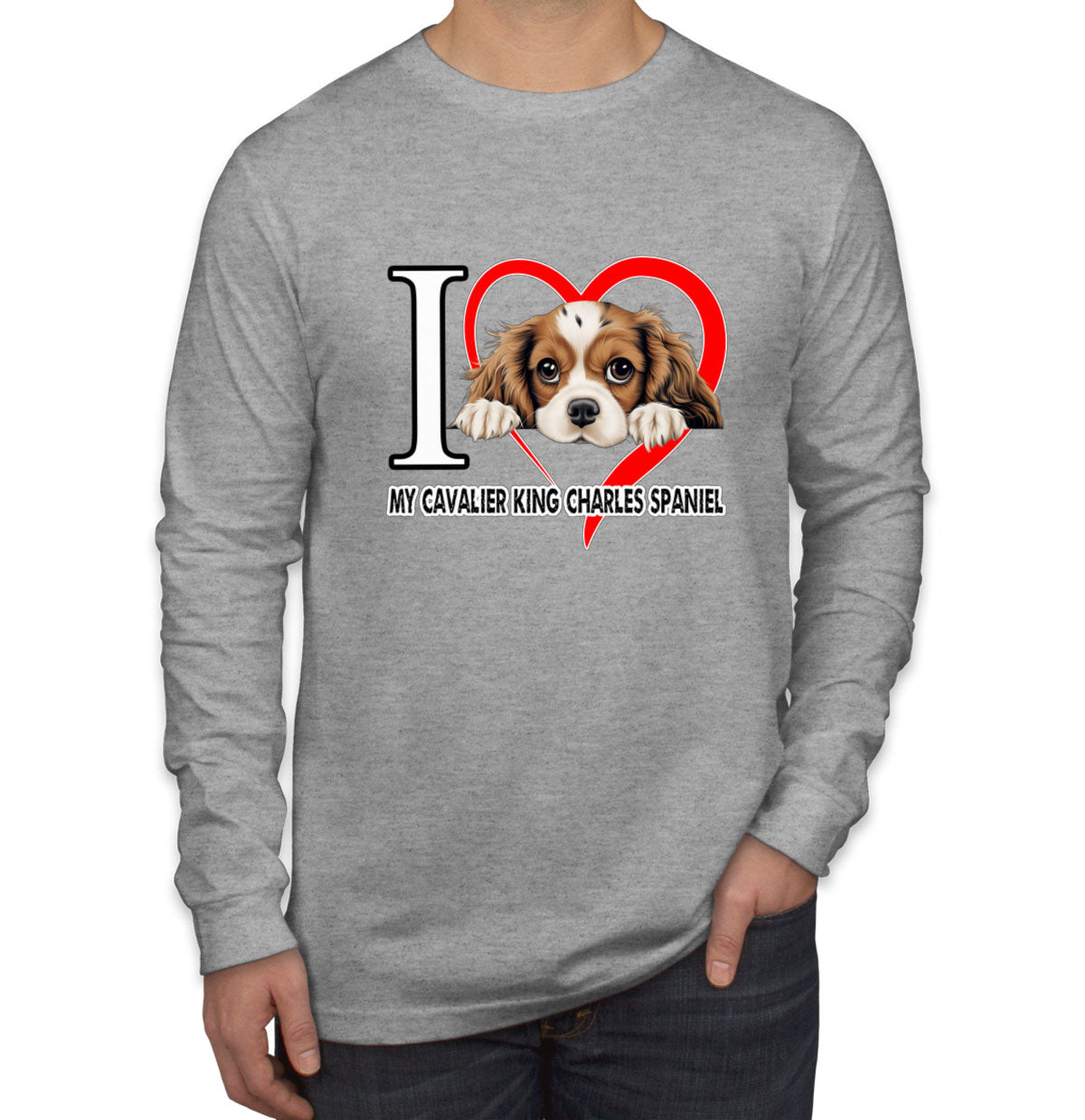 I Love My Cavalier King Charles Spaniel Dog Men's Long Sleeve Shirt