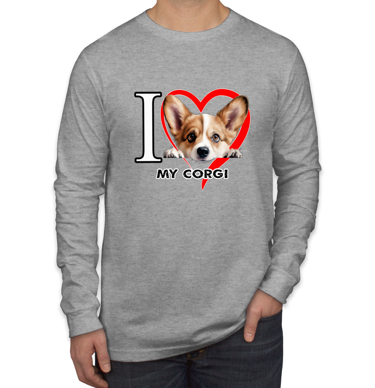 I Love My Corgi Dog Men's Long Sleeve Shirt