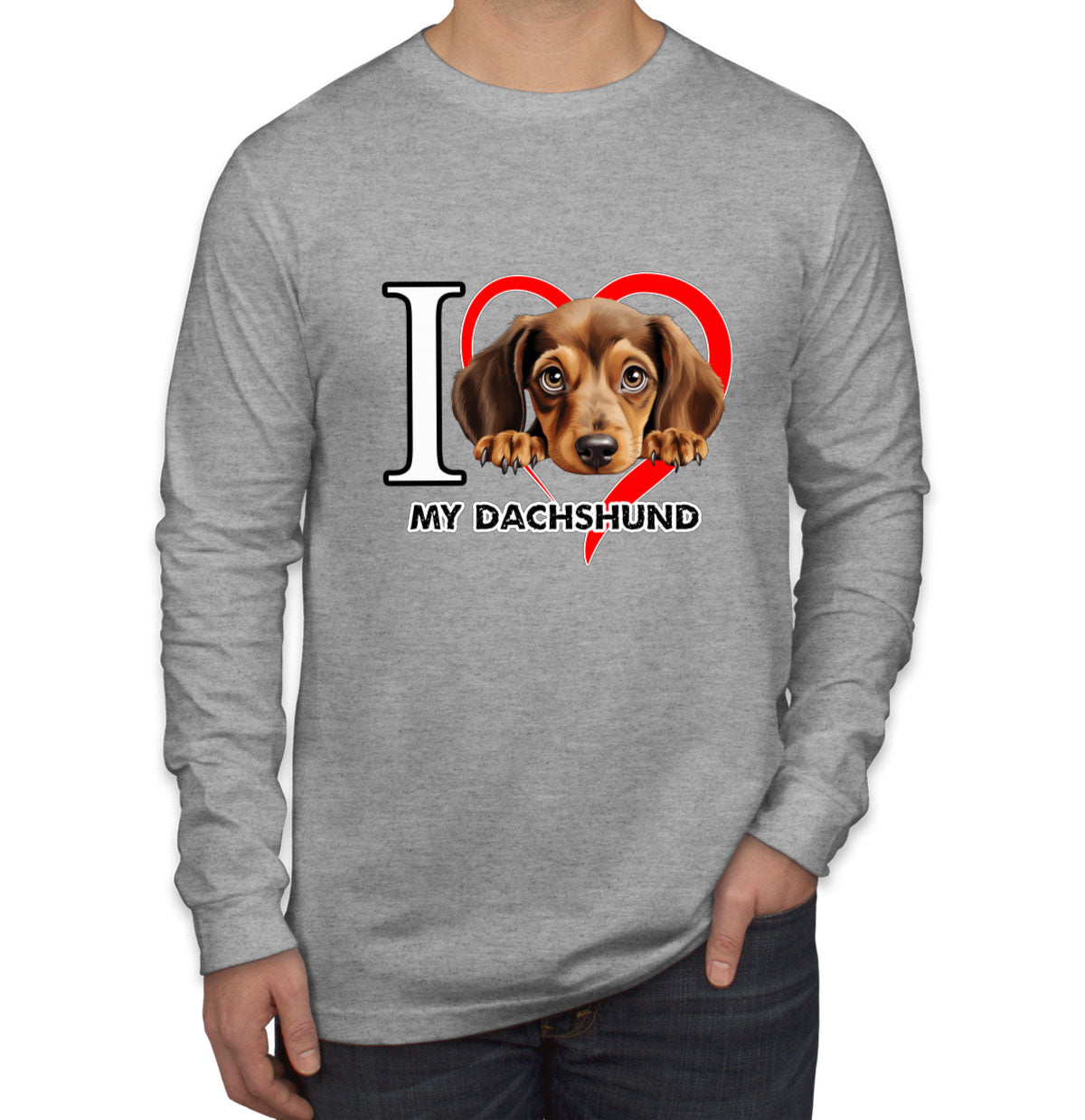 I Love My Dachshund Dog Men's Long Sleeve Shirt