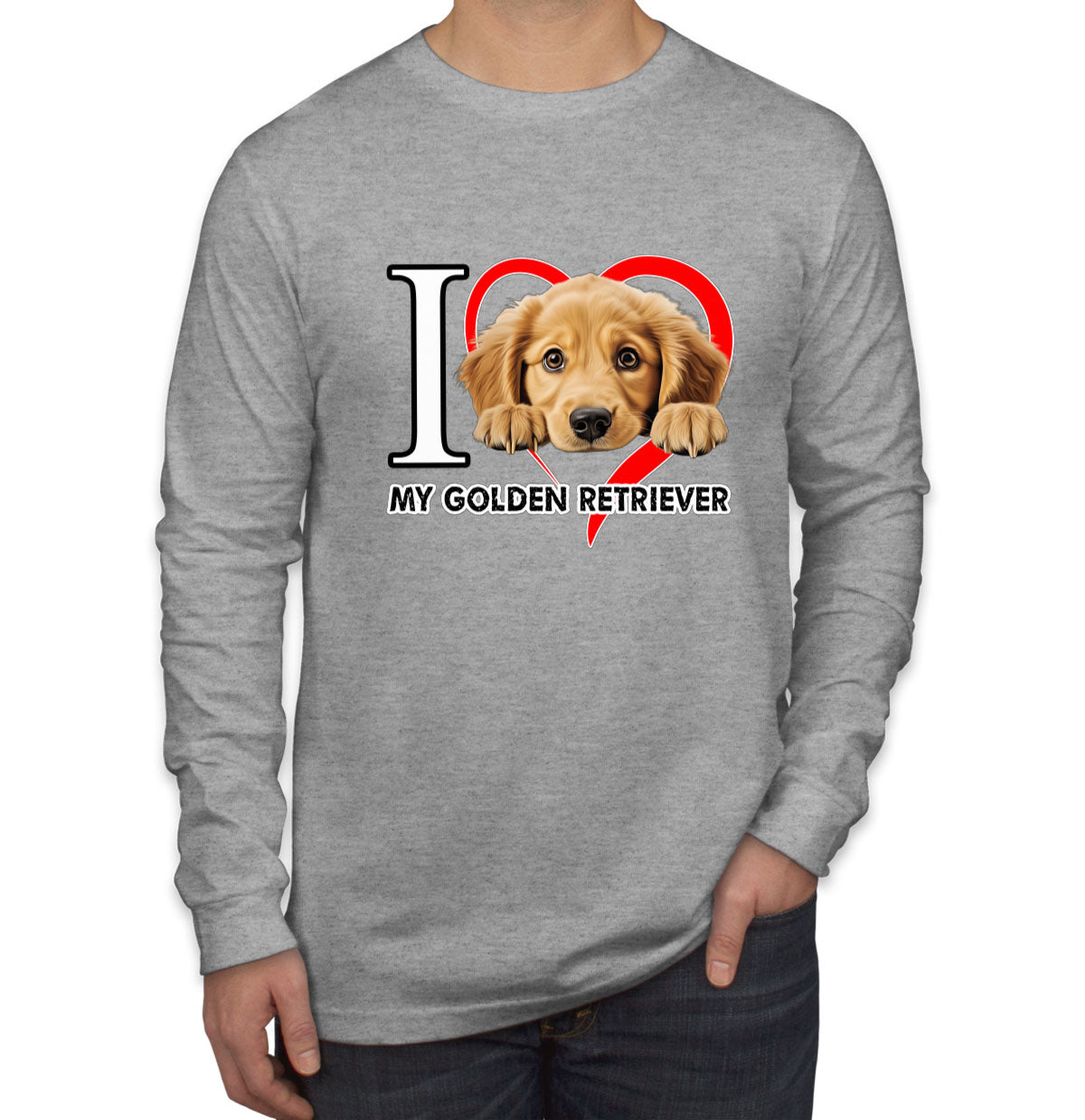 I Love My Golden Retriever Dog Men's Long Sleeve Shirt