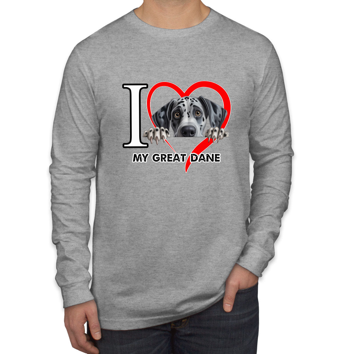 I Love My Great Dane Dog Men's Long Sleeve Shirt