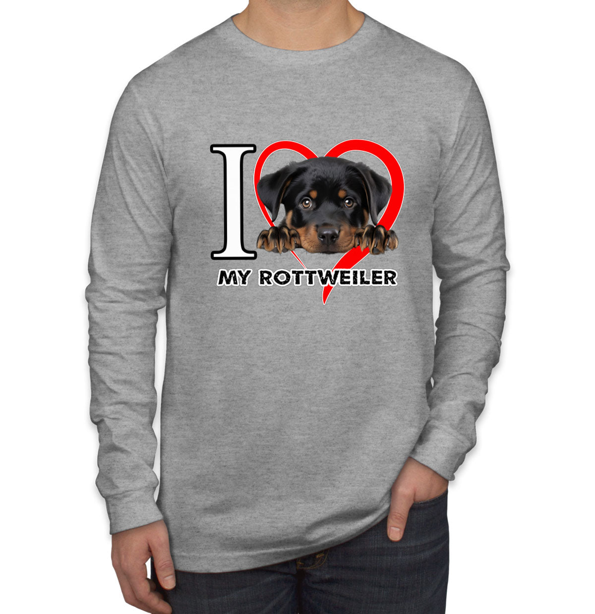 I Love My Rottweiler Dog Men's Long Sleeve Shirt