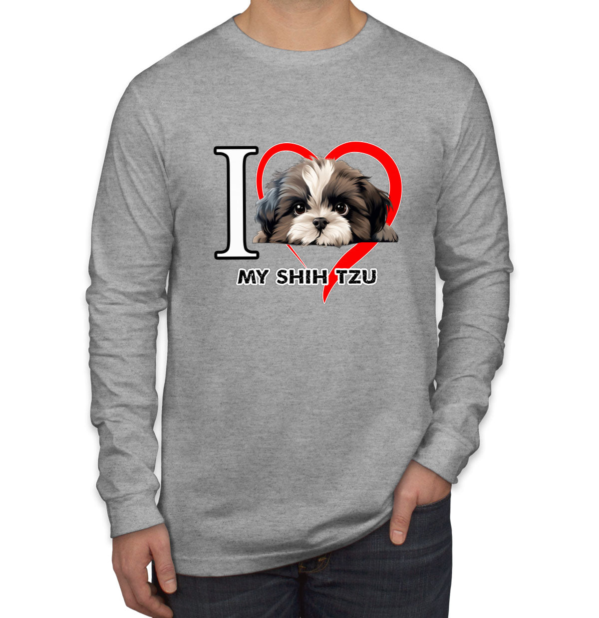 I Love My Shihtzu Dog Men's Long Sleeve Shirt