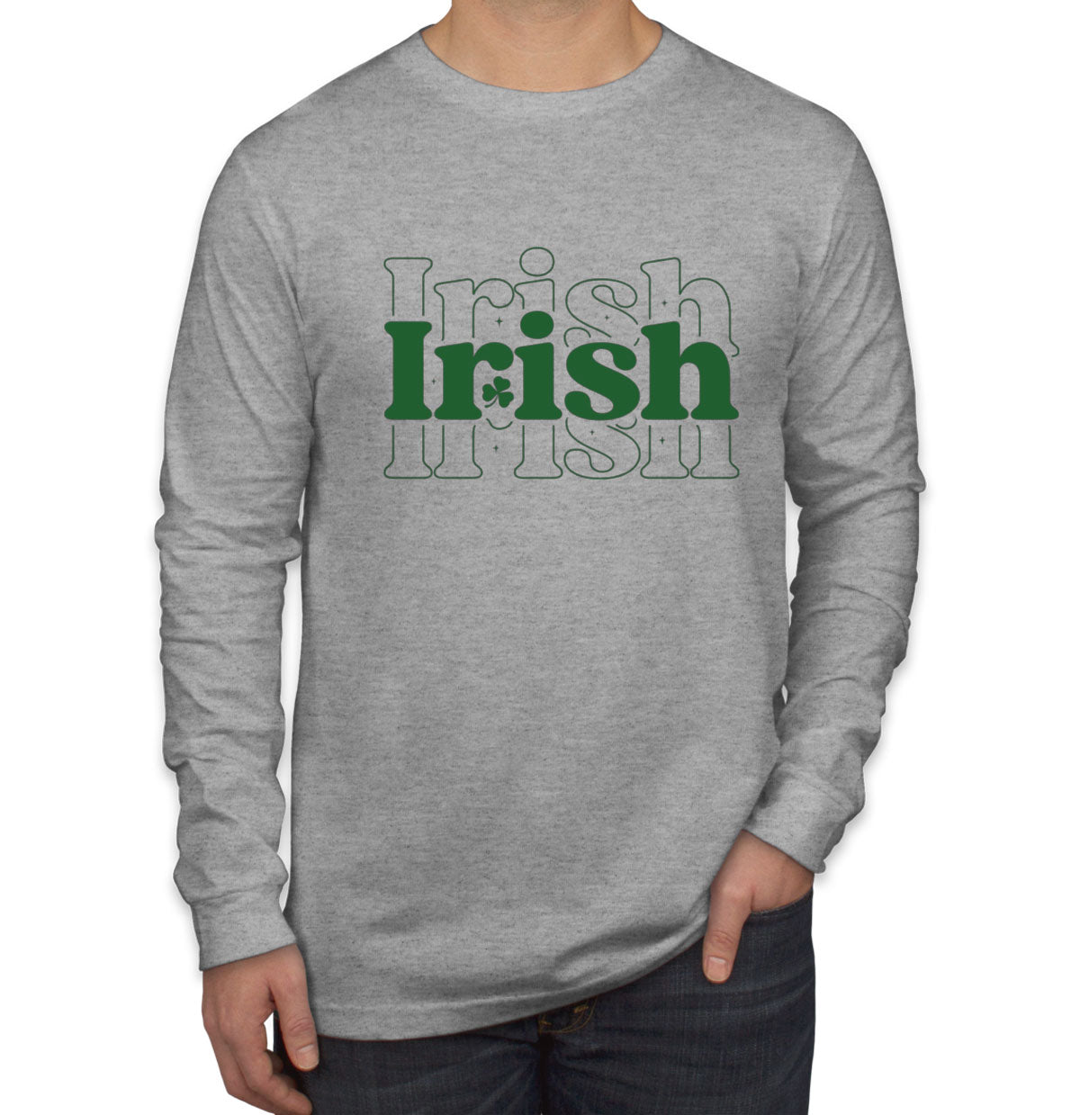 Irish Typography St. Patrick's Day Men's Long Sleeve Shirt