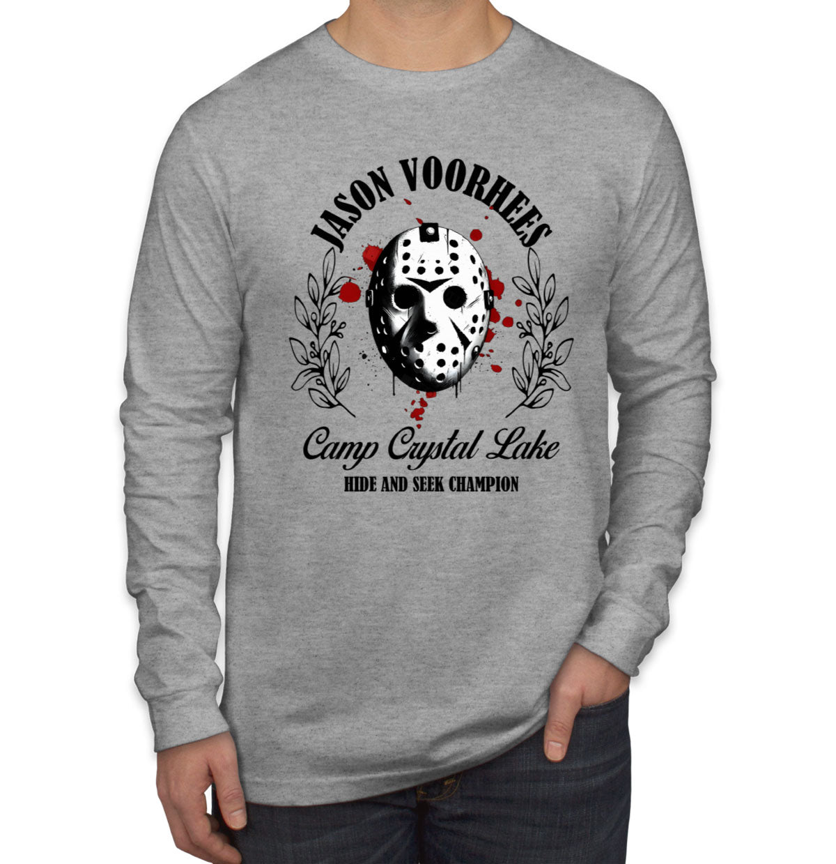 Jason Camp Crystal Lake Hide And Seek Champion Halloween Men's Long Sleeve Shirt
