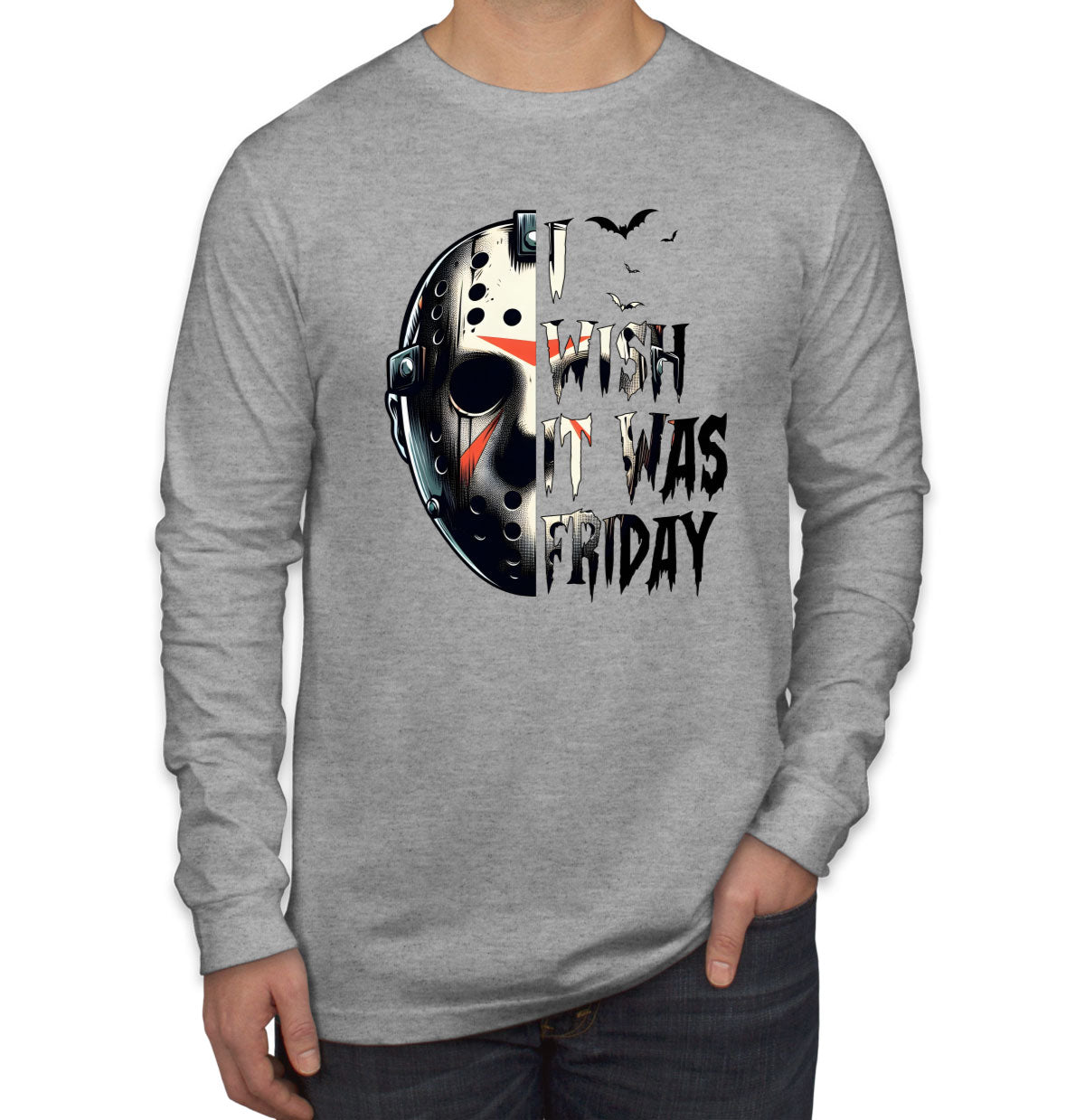 Jason I Wish It Was Friday Halloween Men's Long Sleeve Shirt