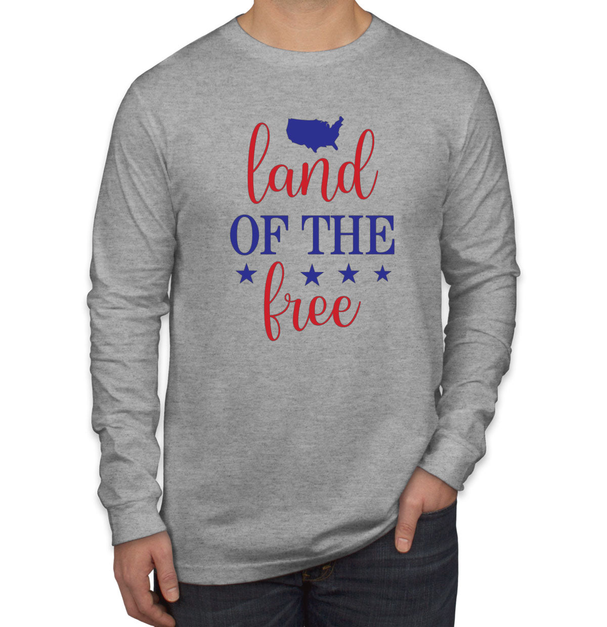 Land Of The Free Patriotic Men's Long Sleeve Shirt