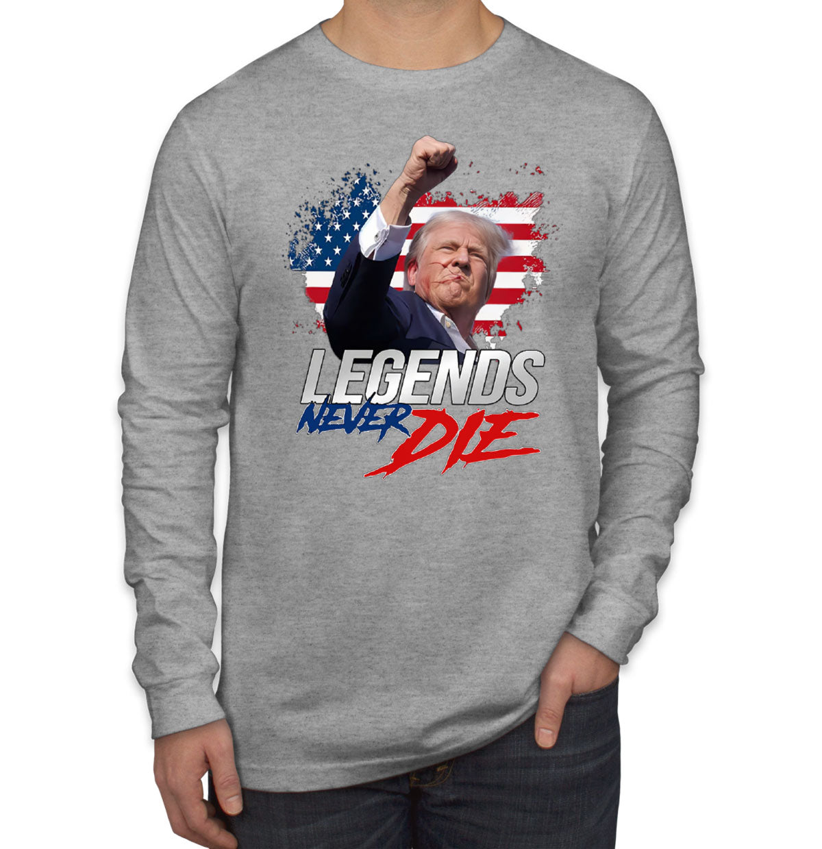 Legends Never Die Trump Men's Long Sleeve Shirt