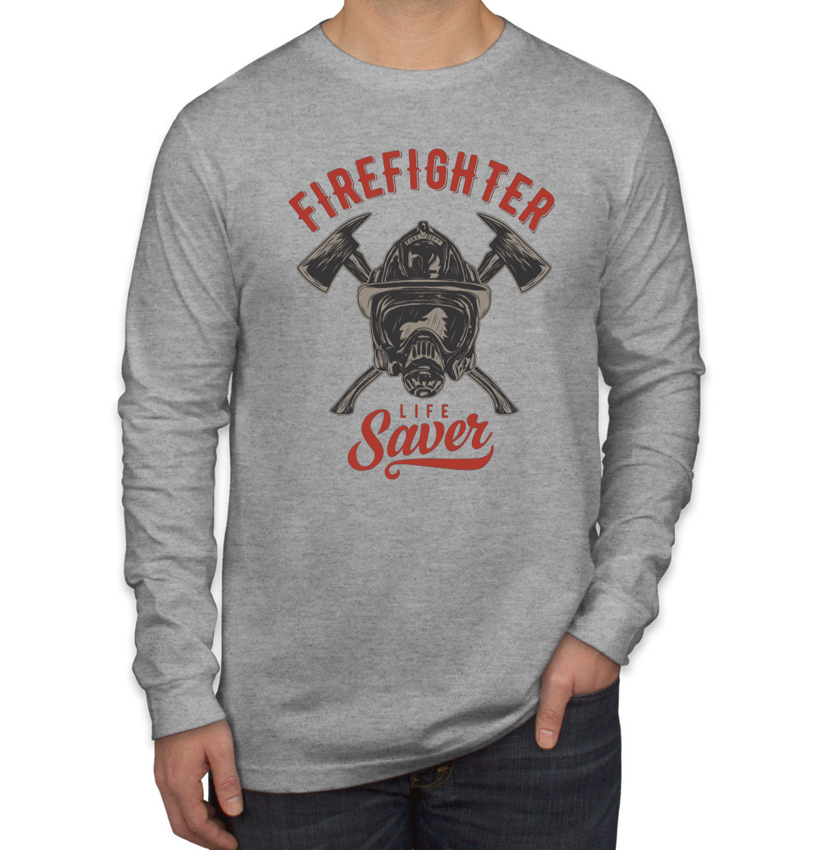 Firefighter Life Saver Fireman Men's Long Sleeve Shirt