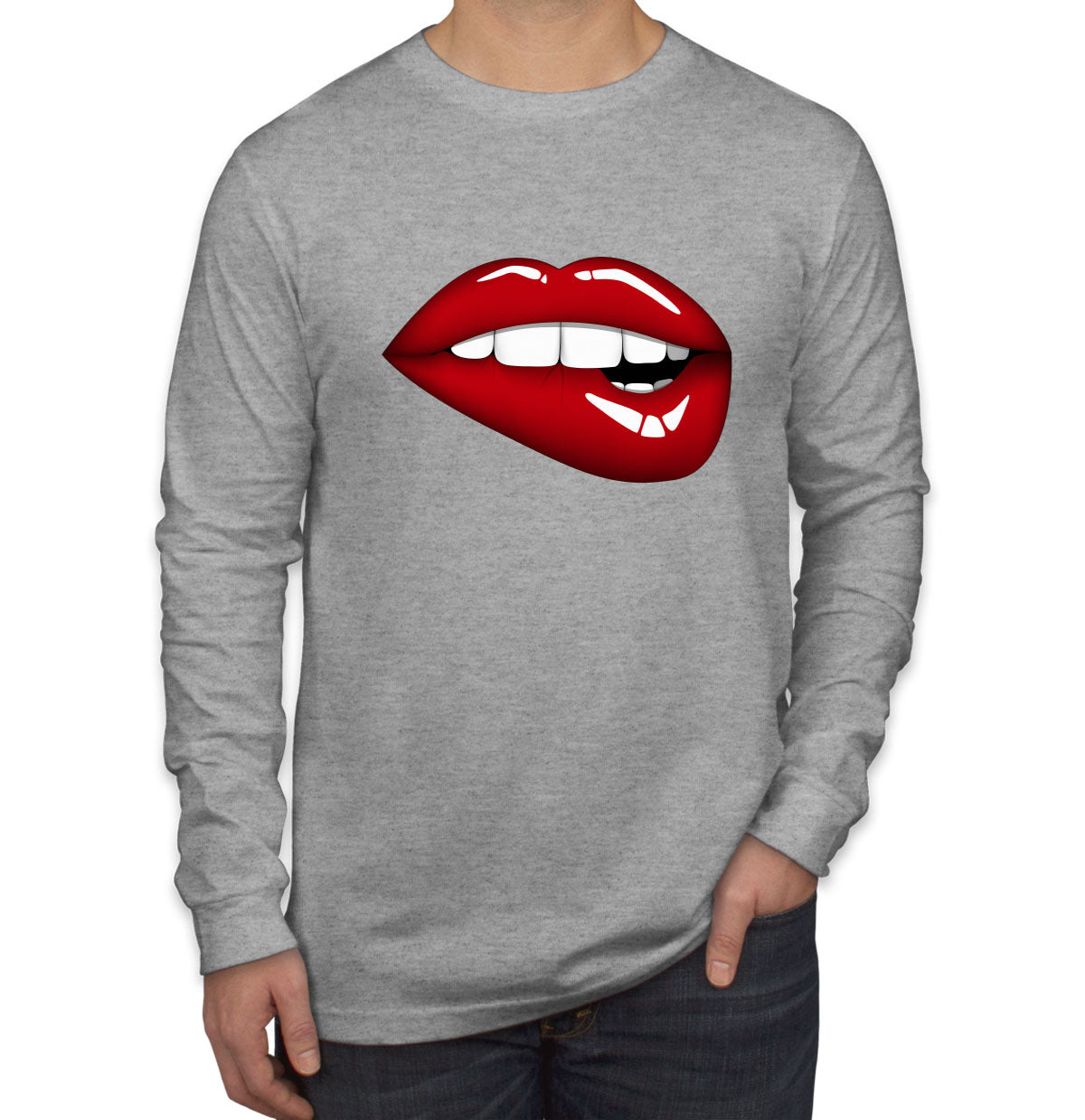 Glossy Lipstick Men's Long Sleeve Shirt