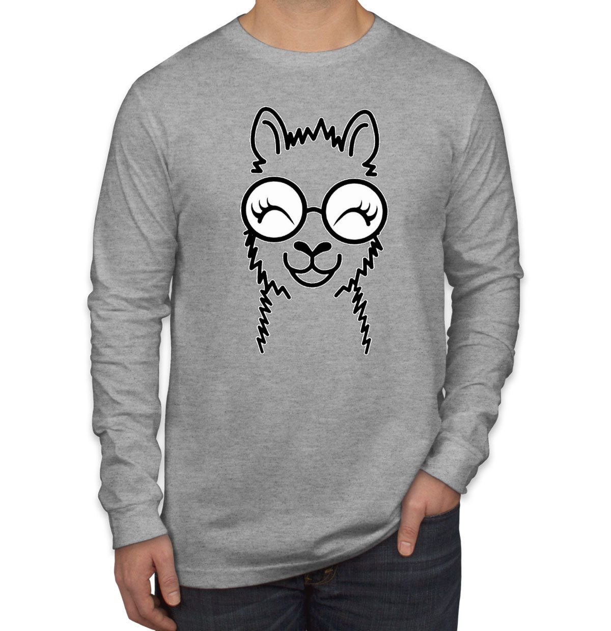 Llama Smile Men's Long Sleeve Shirt