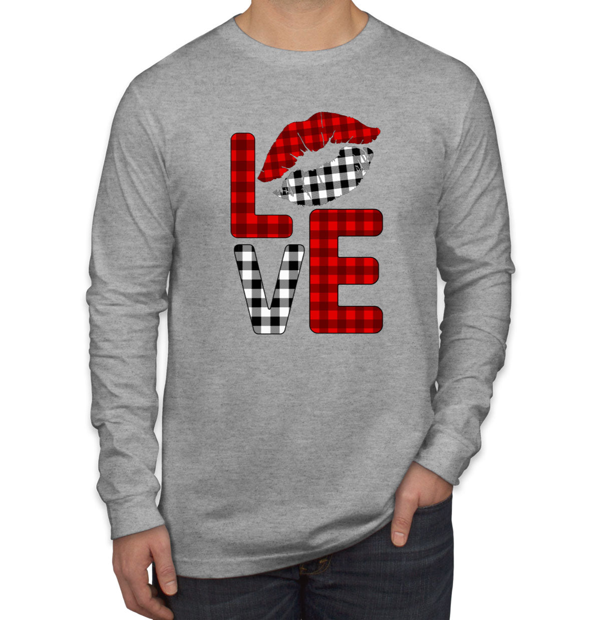 Love Lipstick Valentine's Day Men's Long Sleeve Shirt