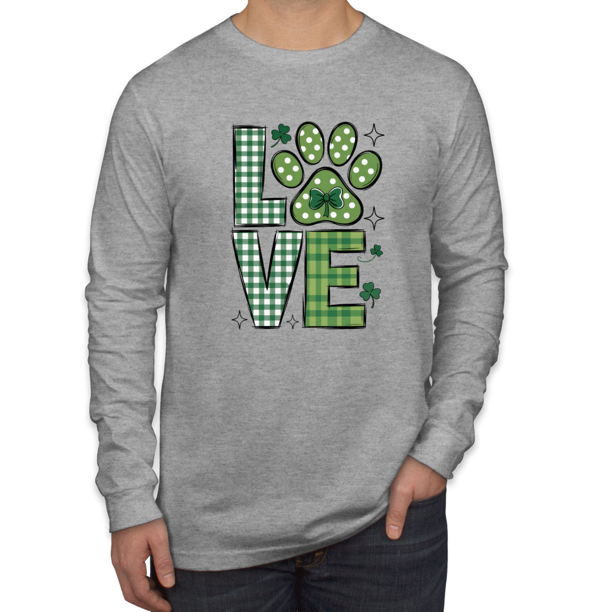 Love Lucky Dog St. Patrick's Day Men's Long Sleeve Shirt