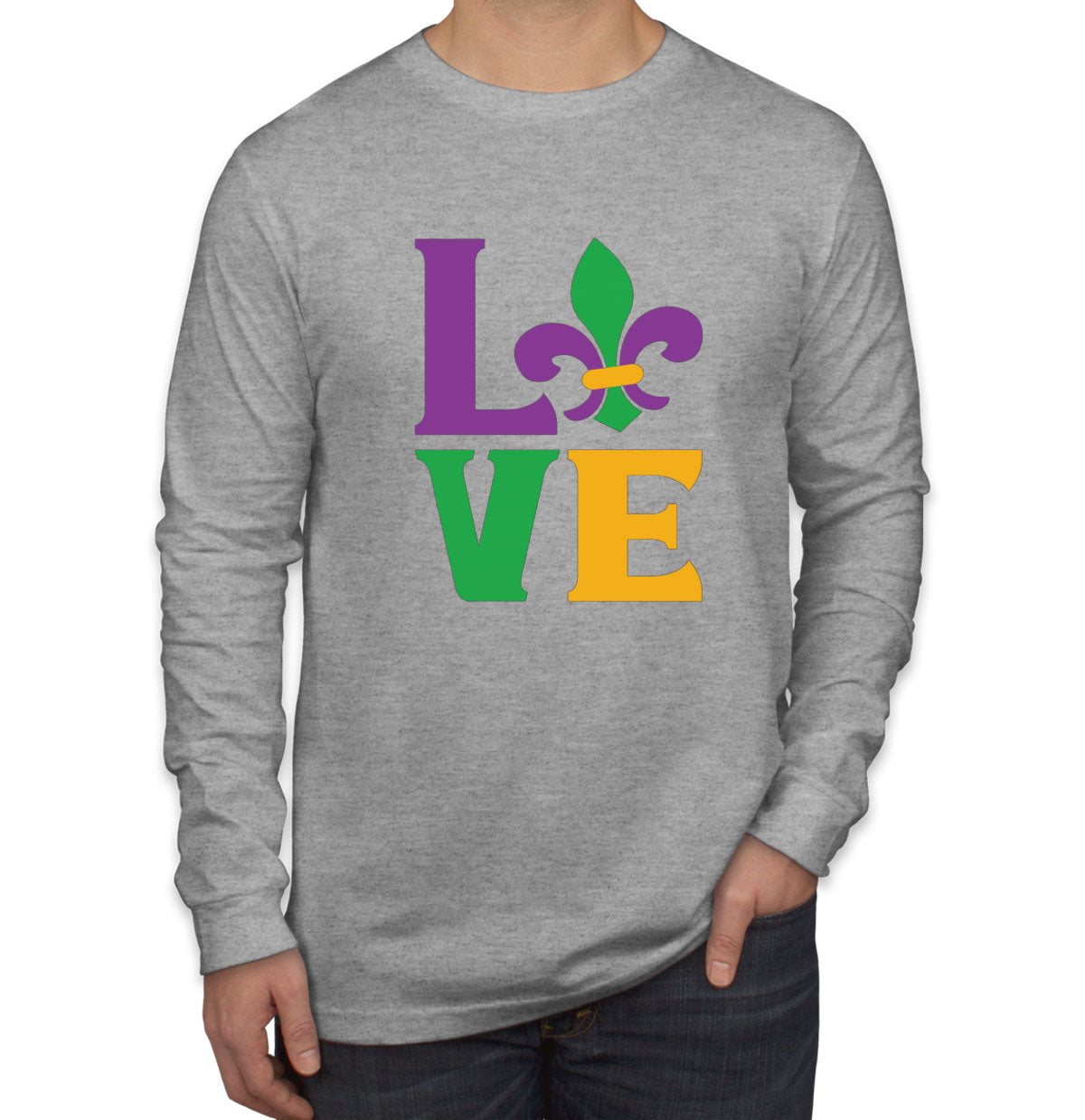 Love Mardi Gras Men's Long Sleeve Shirt