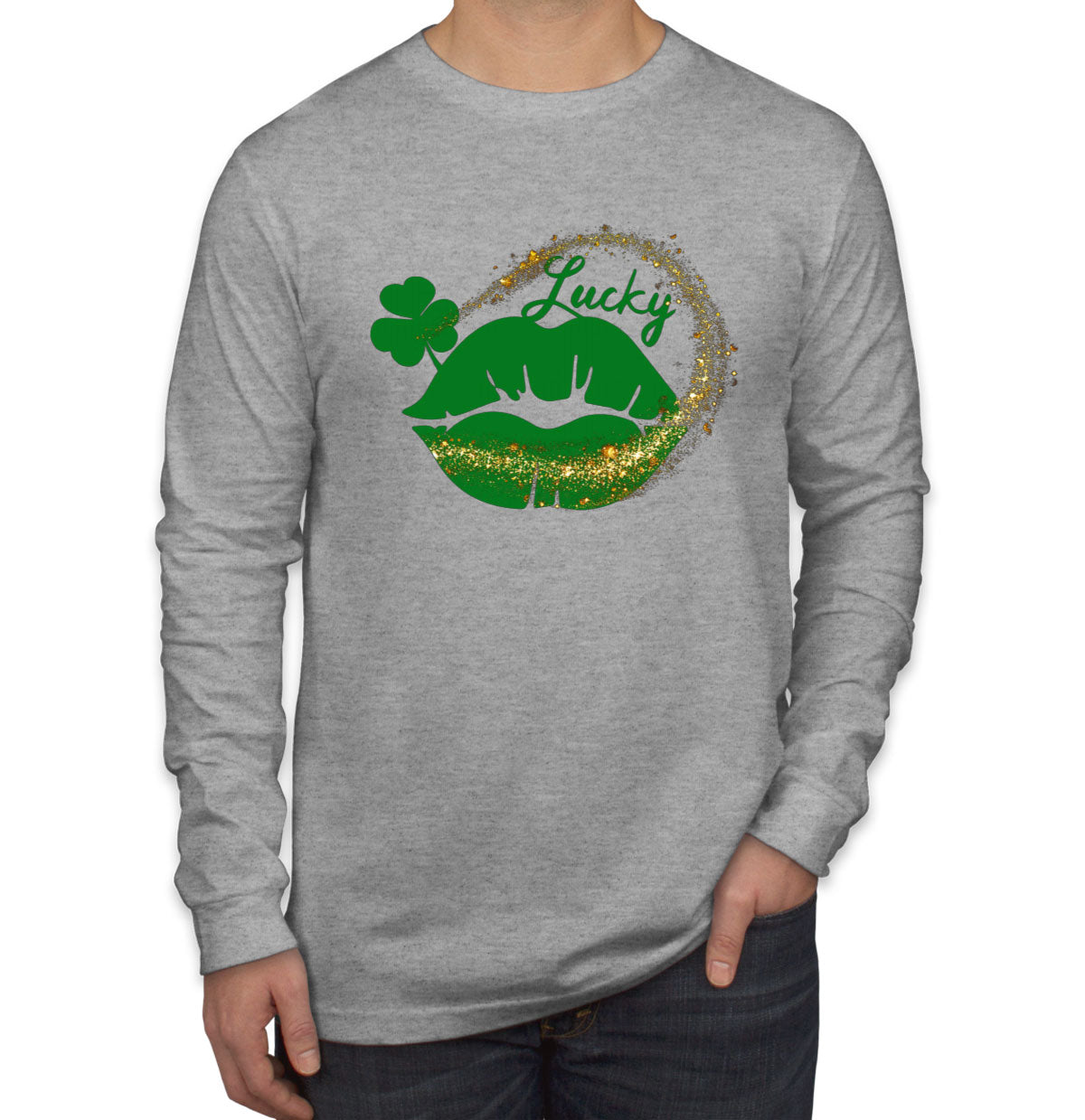 Lucky Lips St. Patrick's Day Men's Long Sleeve Shirt